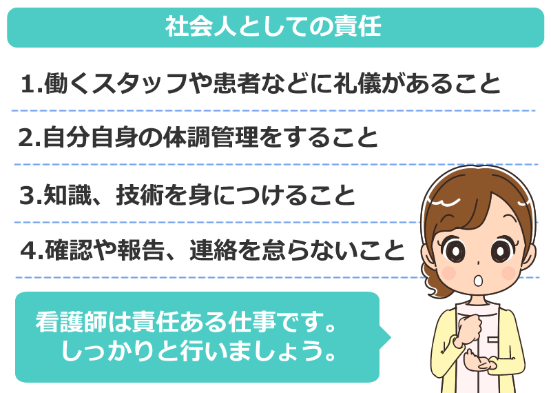 新人看護師が守りたい社会人としての責任