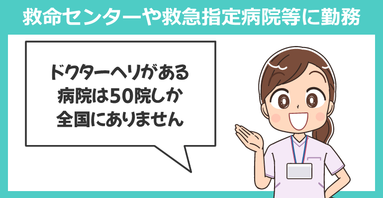 救命センターや救急指定病院等に勤務する